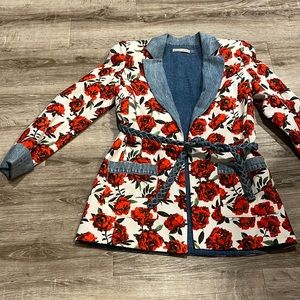 Red rose and blue Jean Alice and Olivia suit coat